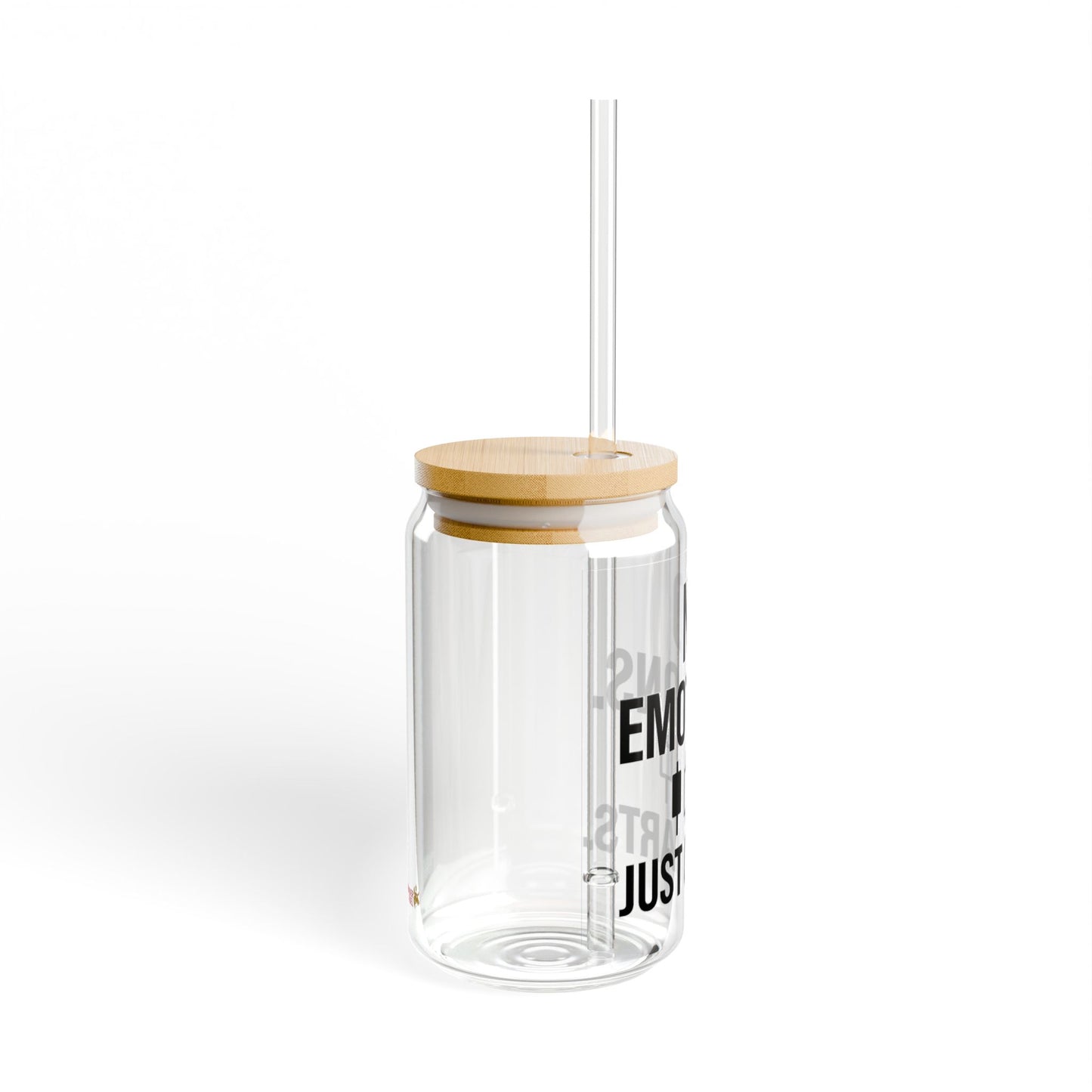 No Emotions Just Charts Sipper Glass – 16oz Trendy Drinkware for Traders, BPA-Free Glass with Straw & Bamboo Lid, Motivational Gift for Office or Home
