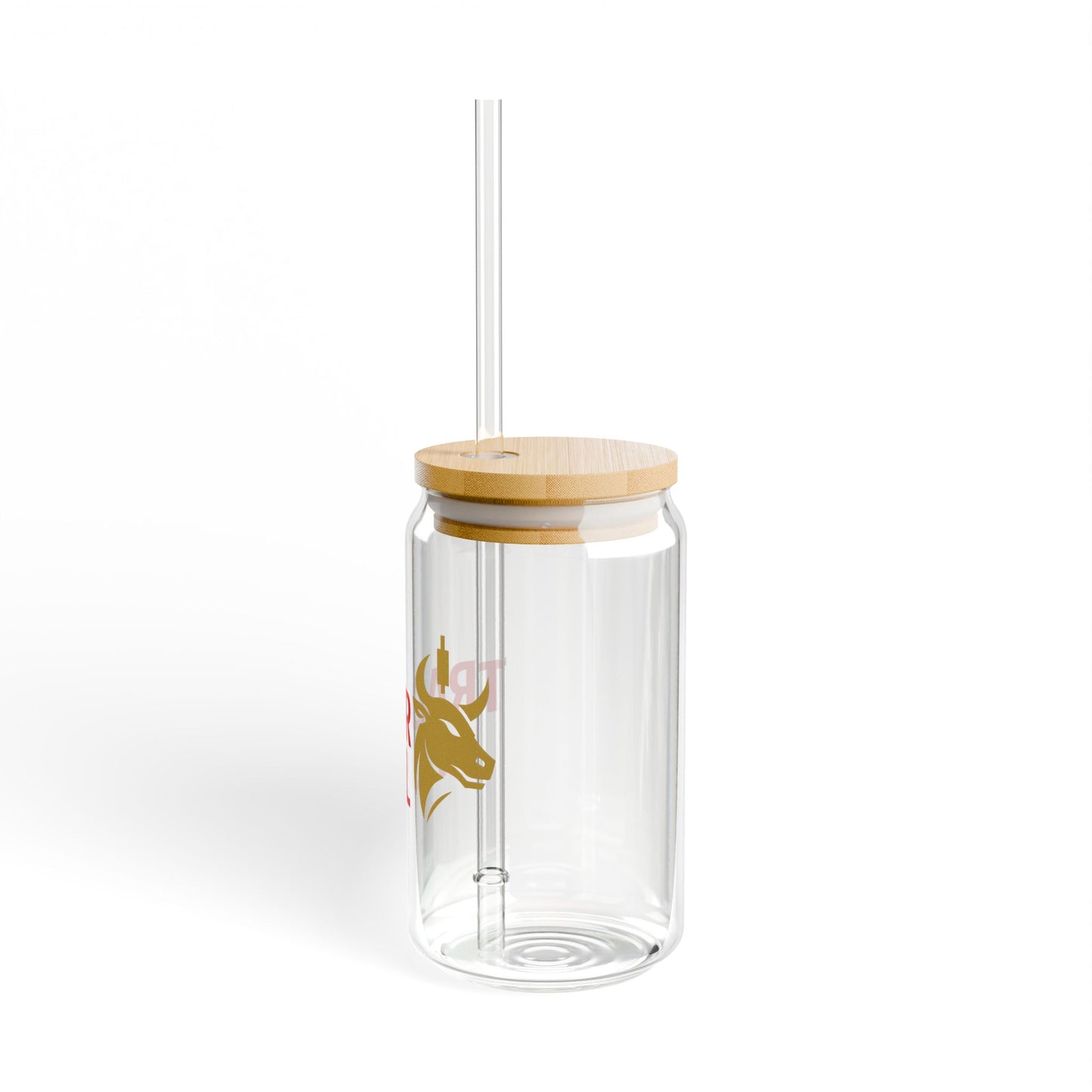 Trader Fuel 16oz Sipper Glass – Reusable Iced Drink Cup with Bamboo Lid & Straw | Gift for Traders, Stock Market Fans & Minimalist