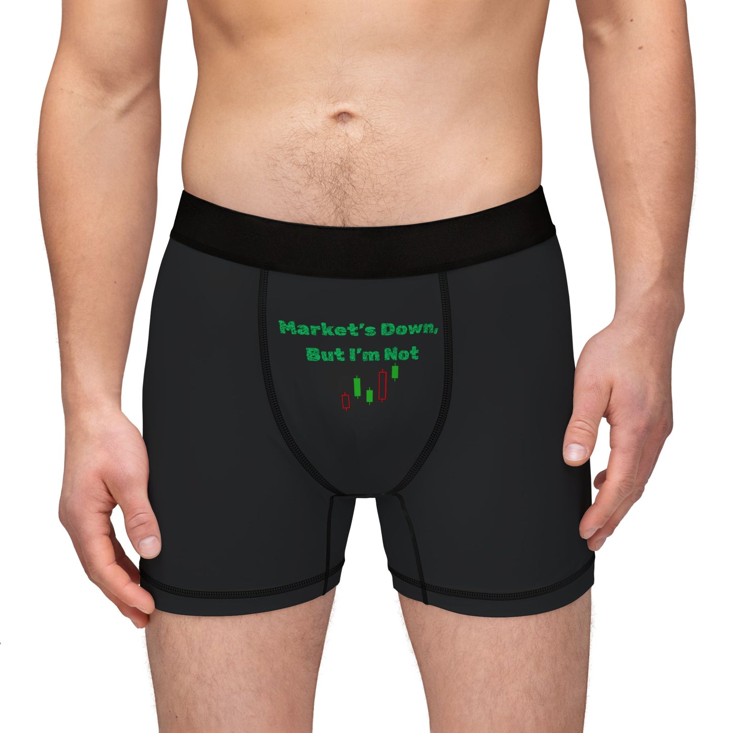 Funny Men’s Boxer Briefs – “Market’s Down, But I’m Not” | Trader Underwear | Gift for Finance Lover