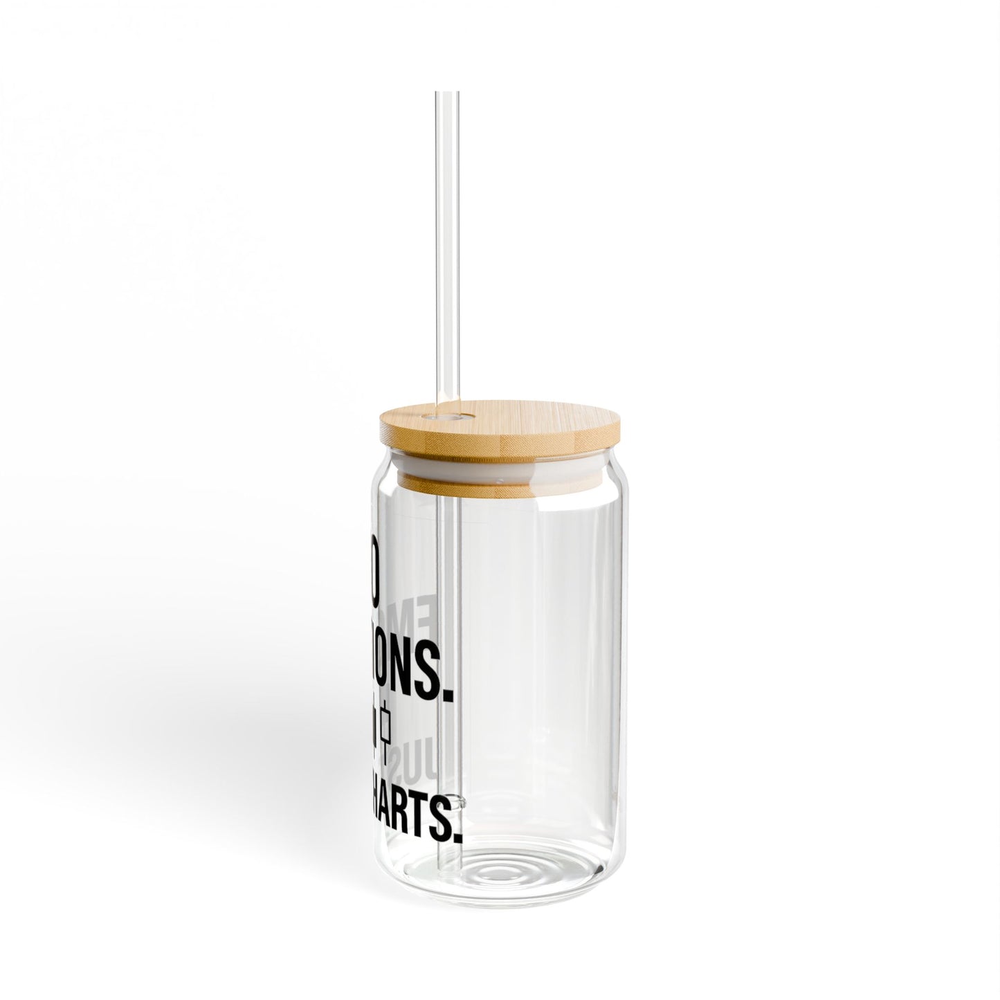 No Emotions Just Charts Sipper Glass – 16oz Trendy Drinkware for Traders, BPA-Free Glass with Straw & Bamboo Lid, Motivational Gift for Office or Home