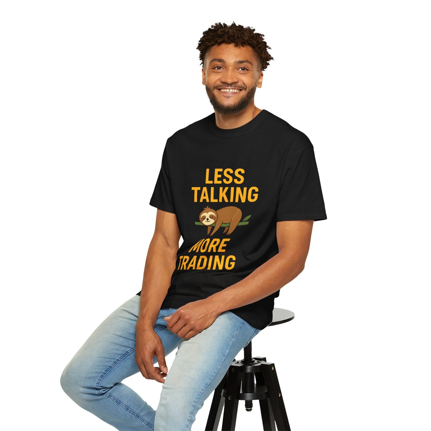 Less Talking More Trading T-Shirt – Funny Gift for Traders | Unisex Garment-Dyed Tee for Stock Market & Crypto Fans