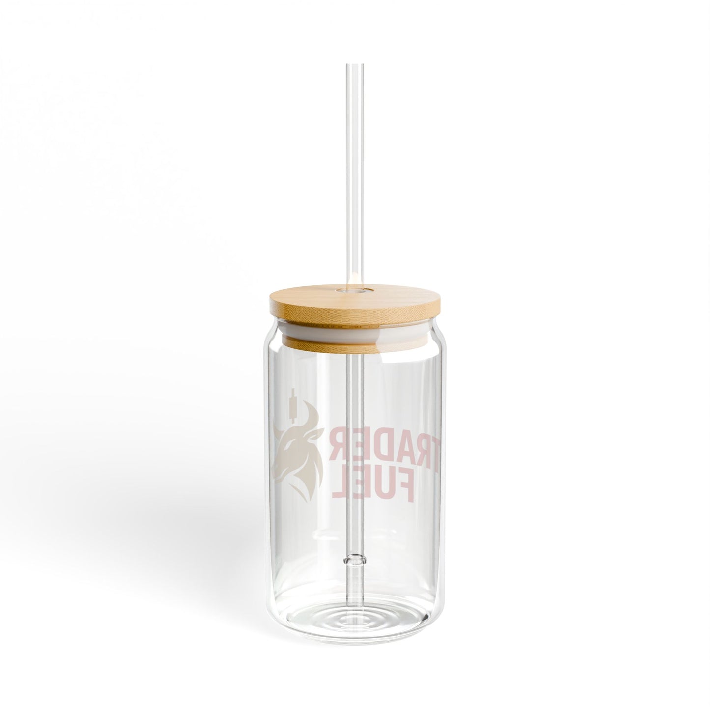 Trader Fuel 16oz Sipper Glass – Reusable Iced Drink Cup with Bamboo Lid & Straw | Gift for Traders, Stock Market Fans & Minimalist