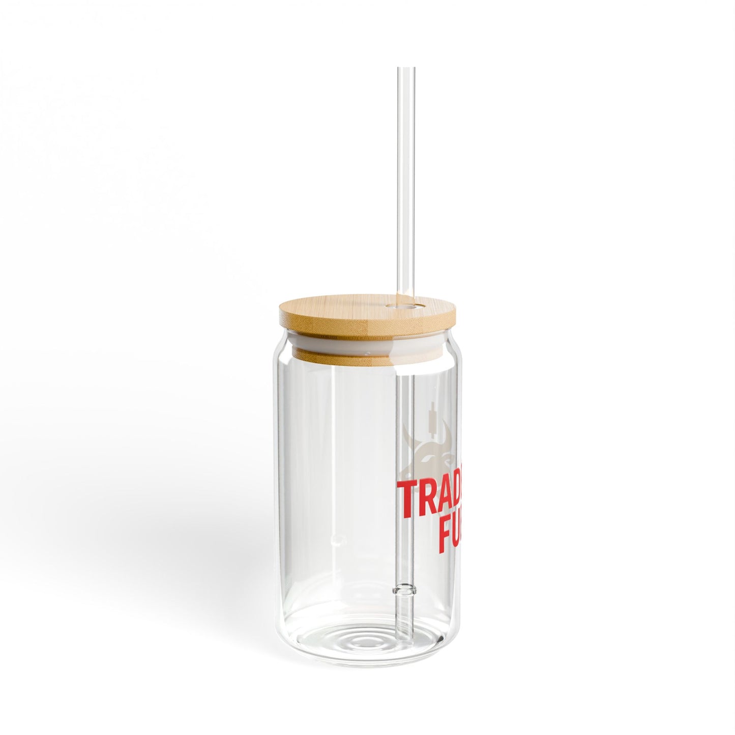 Trader Fuel 16oz Sipper Glass – Reusable Iced Drink Cup with Bamboo Lid & Straw | Gift for Traders, Stock Market Fans & Minimalist